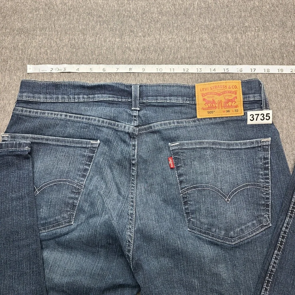 Levi's 505 Regular Fit‎ Jeans Mens 36x32 Blue Excellent Straight Leg Denim